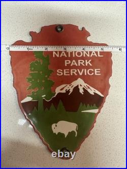 Vintage National Park Service Arrowhead Porcelain 7 Sign Ranger Station Sign