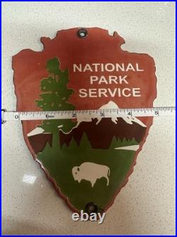 Vintage National Park Service Arrowhead Porcelain 7 Sign Ranger Station Sign
