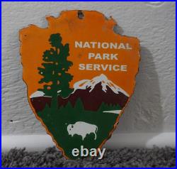 Vintage National Park Service Forest Porcelain Entrance Us Sign Ranger Rare