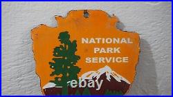 Vintage National Park Service Forest Porcelain Entrance Us Sign Ranger Rare