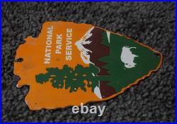 Vintage National Park Service Forest Porcelain Entrance Us Sign Ranger Rare