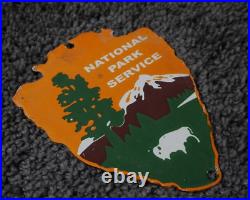 Vintage National Park Service Forest Porcelain Entrance Us Sign Ranger Rare