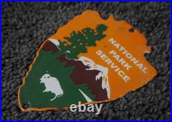 Vintage National Park Service Forest Porcelain Entrance Us Sign Ranger Rare