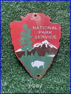 Vintage National Park Service Porcelain Arrowhead Sign State Forest Lands Ranger
