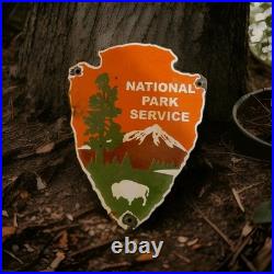 Vintage National Park Service Porcelain Sign Camping Hunting US Forestry Service