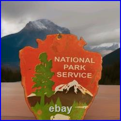 Vintage National Park Service Porcelain Sign Camping Hunting US Forestry Service