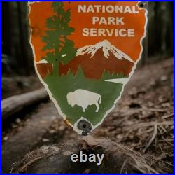 Vintage National Park Service Porcelain Sign Camping Hunting US Forestry Service