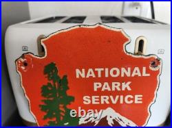 Vintage National Park Service Porcelain Sign Camping Hunting US Forestry Service