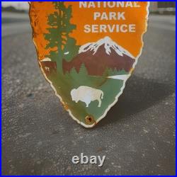 Vintage National Park Service Porcelain Sign Camping Hunting US Forestry Service