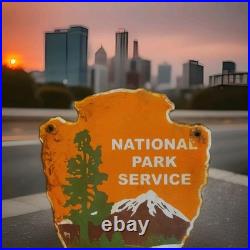 Vintage National Park Service Porcelain Sign Camping Hunting US Forestry Service