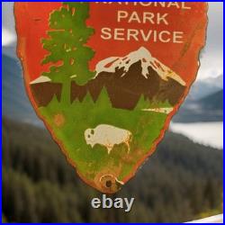 Vintage National Park Service Porcelain Sign Camping Hunting US Forestry Service