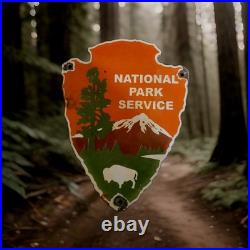 Vintage National Park Service Porcelain Sign Camping Hunting US Forestry Service