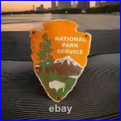 Vintage National Park Service Porcelain Sign Camping Hunting US Forestry Service