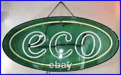 Vintage Neon Advertising Sign ECO Gas Station Auto Green Oval 36x17