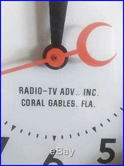 Vintage Neon Clock Advertising Octagon Radio Television 18.5 Sign Works Oil