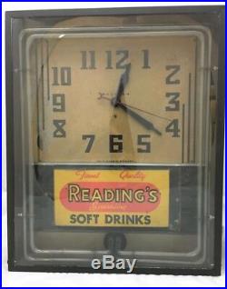 Vintage Neon Clock Sign All Original Reading's Soft Drinks