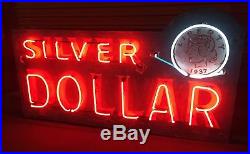 Vintage Neon Sign, Silver Dollar Saloon, 1930s, Original ALVARADO, CALIF