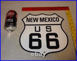 Vintage New Mexico Us Route 66 U. S. 11 3/4 Porcelain Metal Gasoline & Oil Sign