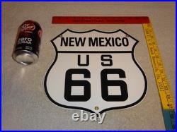 Vintage New Mexico Us Route 66 U. S. 11 3/4 Porcelain Metal Gasoline & Oil Sign