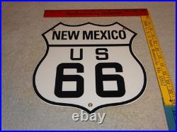 Vintage New Mexico Us Route 66 U. S. 11 3/4 Porcelain Metal Gasoline & Oil Sign
