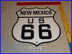 Vintage New Mexico Us Route 66 U. S. 11 3/4 Porcelain Metal Gasoline & Oil Sign
