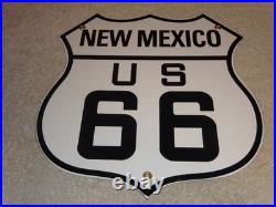 Vintage New Mexico Us Route 66 U. S. 11 3/4 Porcelain Metal Gasoline & Oil Sign