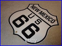 Vintage New Mexico Us Route 66 U. S. 11 3/4 Porcelain Metal Gasoline & Oil Sign
