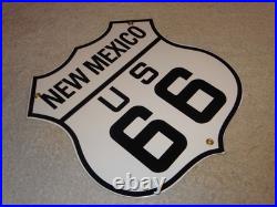 Vintage New Mexico Us Route 66 U. S. 11 3/4 Porcelain Metal Gasoline & Oil Sign