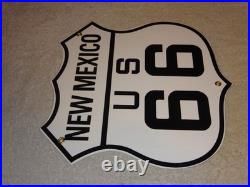Vintage New Mexico Us Route 66 U. S. 11 3/4 Porcelain Metal Gasoline & Oil Sign