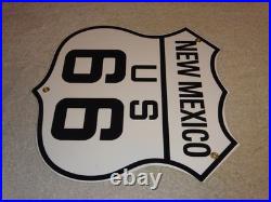 Vintage New Mexico Us Route 66 U. S. 11 3/4 Porcelain Metal Gasoline & Oil Sign