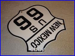 Vintage New Mexico Us Route 66 U. S. 11 3/4 Porcelain Metal Gasoline & Oil Sign