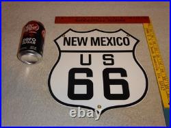 Vintage New Mexico Us Route 66 U. S. 11 3/4 Porcelain Metal Gasoline & Oil Sign