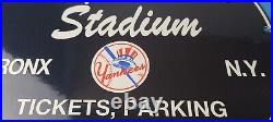 Vintage New York Yankees Sign MLB Baseball Stadium Porcelain Gas Pump Sign