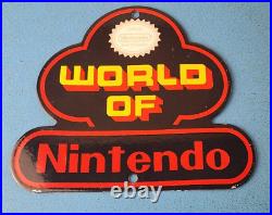 Vintage Nintendo Porcelain Sign Arcrade Video Game Mario Gas Pump Sign