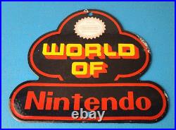 Vintage Nintendo Video Game Sign Mario Gaming System Porcelain Gas Pump Sign