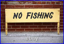 Vintage No Fishing Sign Camping Hunting Wildlife Tackle Bait wildlife wood