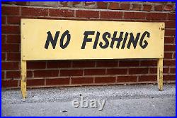 Vintage No Fishing Sign Camping Hunting Wildlife Tackle Bait wildlife wood