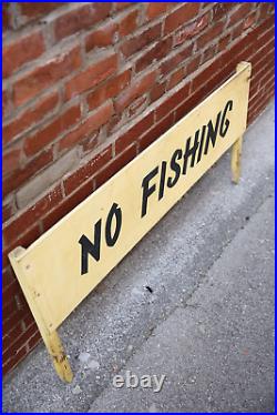 Vintage No Fishing Sign Camping Hunting Wildlife Tackle Bait wildlife wood