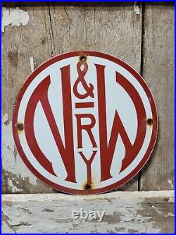 Vintage Norfolk Western Railway Line Porcelain Sign Old 9 Train Railroad Marker