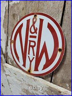 Vintage Norfolk Western Railway Line Porcelain Sign Old 9 Train Railroad Marker