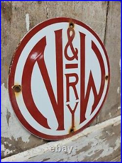 Vintage Norfolk Western Railway Line Porcelain Sign Old 9 Train Railroad Marker