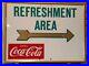 Vintage-Nos-Original-Coca-Cola-Coke-Refreshment-Area-Arrow-Sign-24-X-17-Museum-01-gxgd