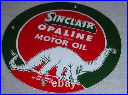 Vintage Nos Sinclair Opaline Oil +dino Dinosaur 9 Porcelain Metal Gasoline Sign