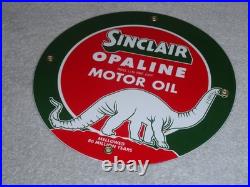 Vintage Nos Sinclair Opaline Oil +dino Dinosaur 9 Porcelain Metal Gasoline Sign