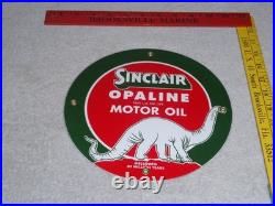 Vintage Nos Sinclair Opaline Oil +dino Dinosaur 9 Porcelain Metal Gasoline Sign