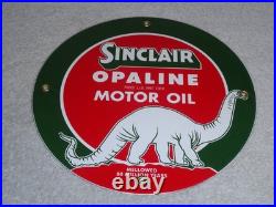 Vintage Nos Sinclair Opaline Oil +dino Dinosaur 9 Porcelain Metal Gasoline Sign