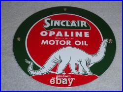 Vintage Nos Sinclair Opaline Oil +dino Dinosaur 9 Porcelain Metal Gasoline Sign