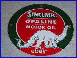 Vintage Nos Sinclair Opaline Oil +dino Dinosaur 9 Porcelain Metal Gasoline Sign