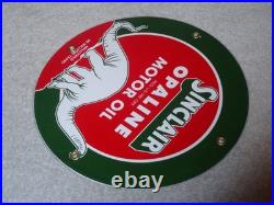 Vintage Nos Sinclair Opaline Oil +dino Dinosaur 9 Porcelain Metal Gasoline Sign