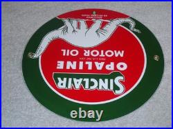 Vintage Nos Sinclair Opaline Oil +dino Dinosaur 9 Porcelain Metal Gasoline Sign